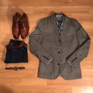 Slim Fit Gray Tweed Blazer Size Small